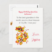 Carte Postale Bonne grand-mère d'anniversaire ! Je t'aime ! (Devant / Derrière)