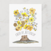 Carte Postale Bonne Guérison Marmotte Remonte le Moral, Boutons (Devant)