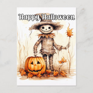 Carte Postale Bonne Halloween Scarecrow