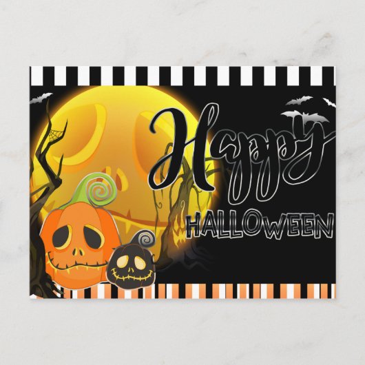 Carte Postale Bonne Halloween Whimsical Smily Salutation Citroui (Devant)