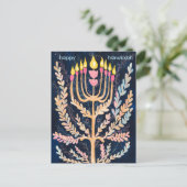 Carte Postale Bonne Hanoukka Botanical Menorah Holiday (Debout devant)