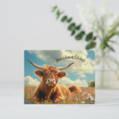 Carte Postale Bonne journée à la vache Highland (Debout devant)