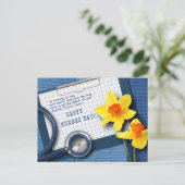 Carte Postale Bonne Journée des infirmières. Daffodiles de print (Debout devant)