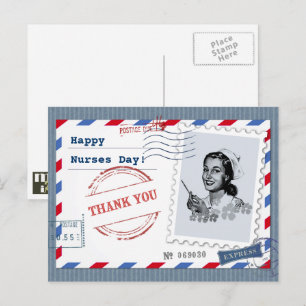 Carte Postale Bonne Journée des infirmières. Infirmière rétro