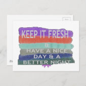 Carte Postale Bonne journée et meilleure nuit Gardez-la frais. (Devant / Derrière)