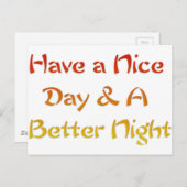 Carte Postale Bonne journée et une meilleure conception de texte (Devant / Derrière)