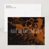 Carte Postale Bonne journée ! Marbre foncé orange brûlé (Devant / Derrière)