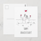 Carte Postale Bonne Mariage Anniversaire Red Heart Postcard (Devant / Derrière)
