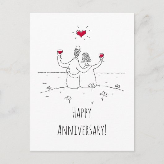 Carte Postale Bonne Mariage Anniversaire Red Heart Postcard (Devant)