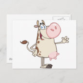 Carte Postale Bonne mascotte de dessin de vache (Devant / Derrière)
