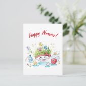 Carte Postale Bonne Norooz Haft Sin drôle table (Debout devant)