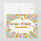 Carte Postale Bonne Nouvelle De L'École Retro Vibes Enseignant (Devant / Derrière)