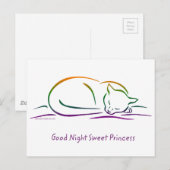 Carte Postale Bonne Nuit Douce Princesse (Chat) (Devant / Derrière)