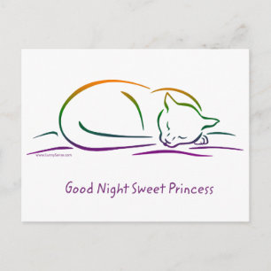 Carte Postale Bonne Nuit Douce Princesse (Chat)
