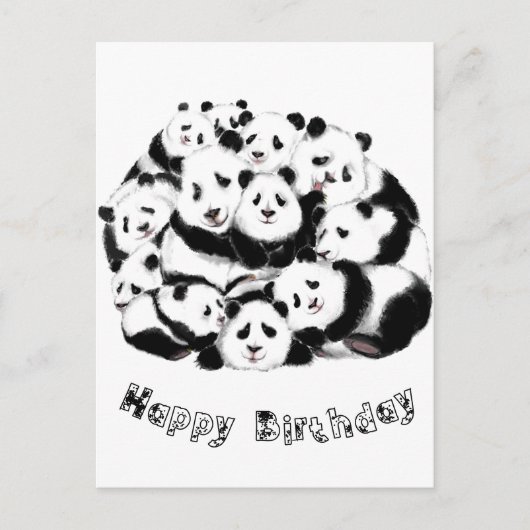 Carte Postale Bonne Pandas Funny Birthday Card (Devant)