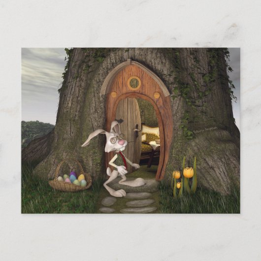 Carte Postale Bonne Pâques - La Maison du lapin (Devant)