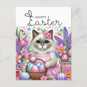 Carte Postale Bonne Pâques pour les Amoureux de les chats