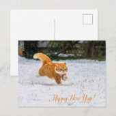 Carte Postale Bonne PostCard du Nouvel An de Cute Ginger Cat (Devant / Derrière)