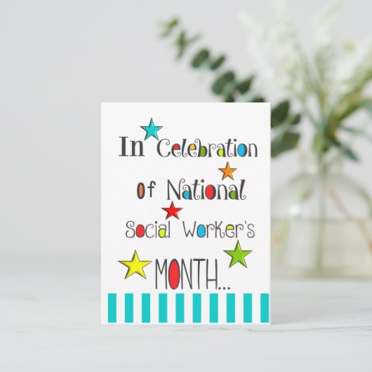 Carte Postale Bonne reconnaissance du mois du travailleur social (Debout devant)