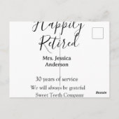 Carte Postale Bonne retraite ajouter le nom années de service à  (Dos)