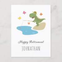 Bonne Retraite Joli Dinosaure de Dessin Animé Pêch