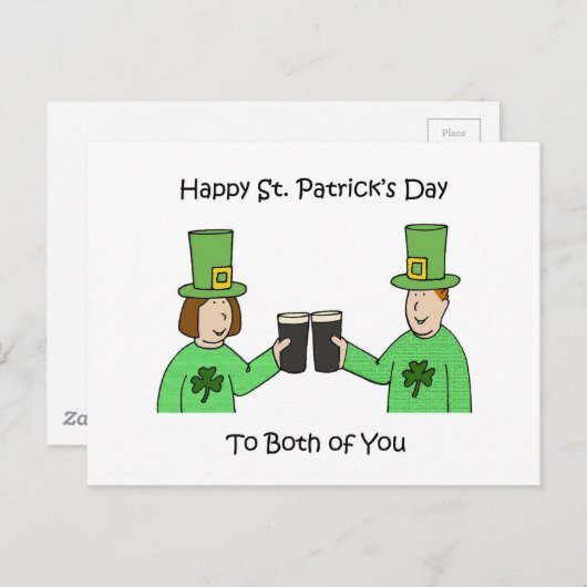 Carte Postale Bonne Saint Patrick pour vous deux (Devant / Derrière)