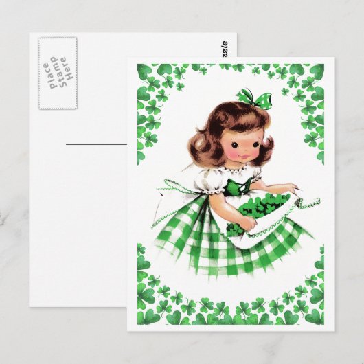 Carte Postale Bonne Saint Patrick. Vintage irlandaise (Devant / Derrière)