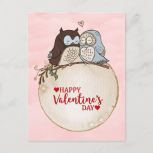 Carte Postale Bonne Saint-Valentin chouettes
