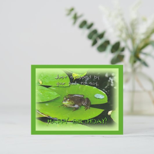 Carte Postale Bonne salutation d'anniversaire - Bullfrog sur Lil (Debout devant)