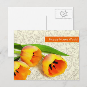 Carte Postale Bonne Semaine des infirmières. Tulipes de printemp