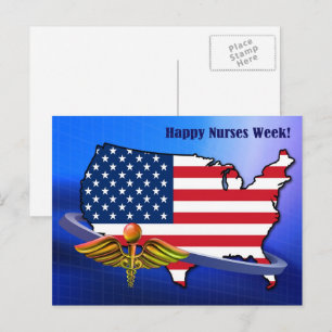 Carte Postale Bonne Semaine des infirmières. USA Patriotique