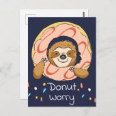 Carte Postale Bonne Sloth Donut Worry Valentine (Devant / Derrière)