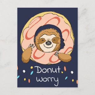 Carte Postale Bonne Sloth Donut Worry Valentine