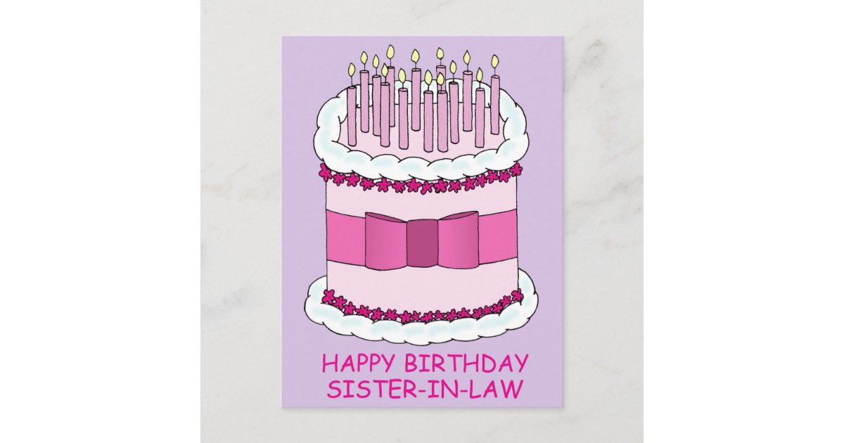 Carte Postale Bonne Soeur D Anniversaire En Droit Gateau De Dess Zazzle Be