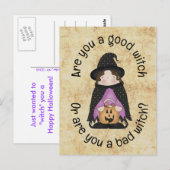 Carte Postale Bonne Sorcière Ou Mauvaise Sorcière? Enfants Hallo (Devant / Derrière)