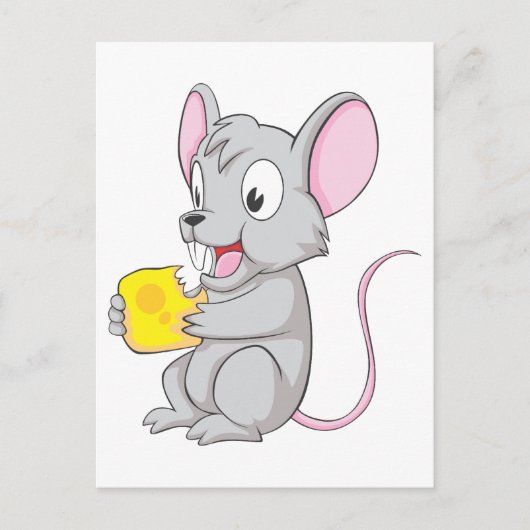 Carte Postale Bonne Souris Manger du fromage (Devant)