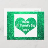 Carte Postale Bonne St Patrick's Day Parties scintillant verte C (Devant / Derrière)