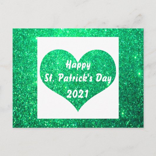 Carte Postale Bonne St Patrick's Day Parties scintillant verte C (Devant)