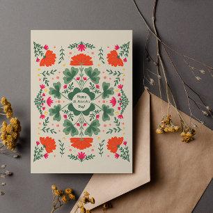 Carte Postale Bonne St. Patrick's Day trèfle et fleurs