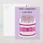 Carte Postale Bonne tante d'anniversaire en espagnol. (Devant / Derrière)