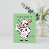 Carte Postale Bonne vache avec dessin animé de biberon (Debout devant)