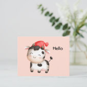 Carte Postale Bonne vache dans un Casquette rouge mignon (Debout devant)