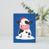 Carte Postale Bonne Vache Holstein Dans La Neige De Noël (Debout devant)