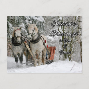 Carte Postale Bonnes Fêtes Chevaux d'hiver