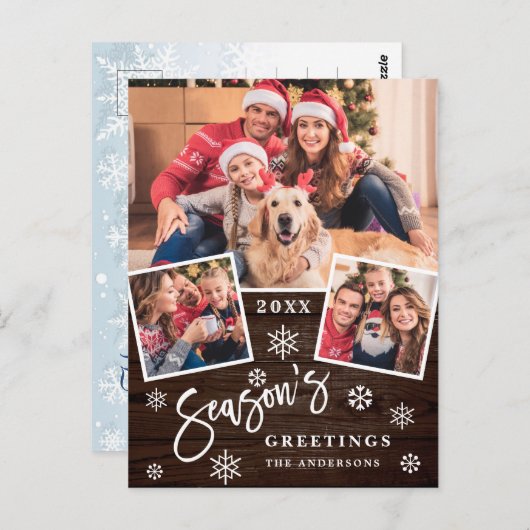 Carte Postale Bonnes Fêtes Moderne 3 PHOTO Collage Salutation (Devant / Derrière)