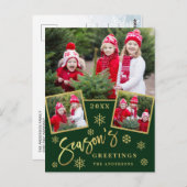 Carte Postale Bonnes Fêtes Script moderne 3 PHOTO Salutation (Devant / Derrière)