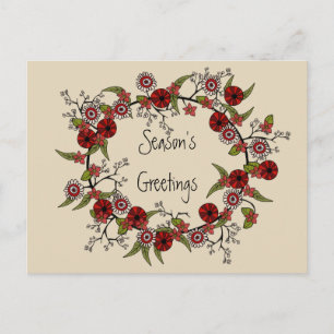Carte postale Bonnes Fêtes Wreath