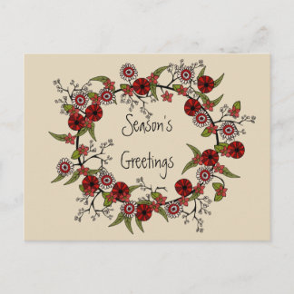 Carte postale Bonnes Fêtes Wreath