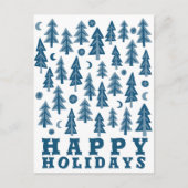 Carte Postale BONNES VACANCES Élégante Forêt Lune d'hiver (Devant)