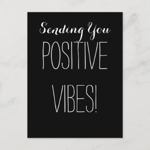 Carte Postale Bonnes Vibes positives Noir et Blanc Spirituel